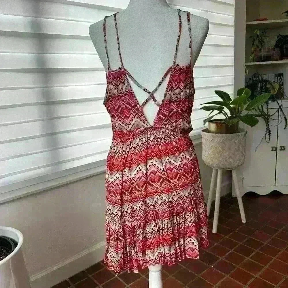 Umgee Bohemian Strappy Mini Dress Women's Size Small - Summer Lightweight Multi - Picture 4 of 7